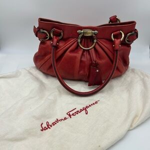 Salvatore Ferragamo Top Handle Bag Red Leather